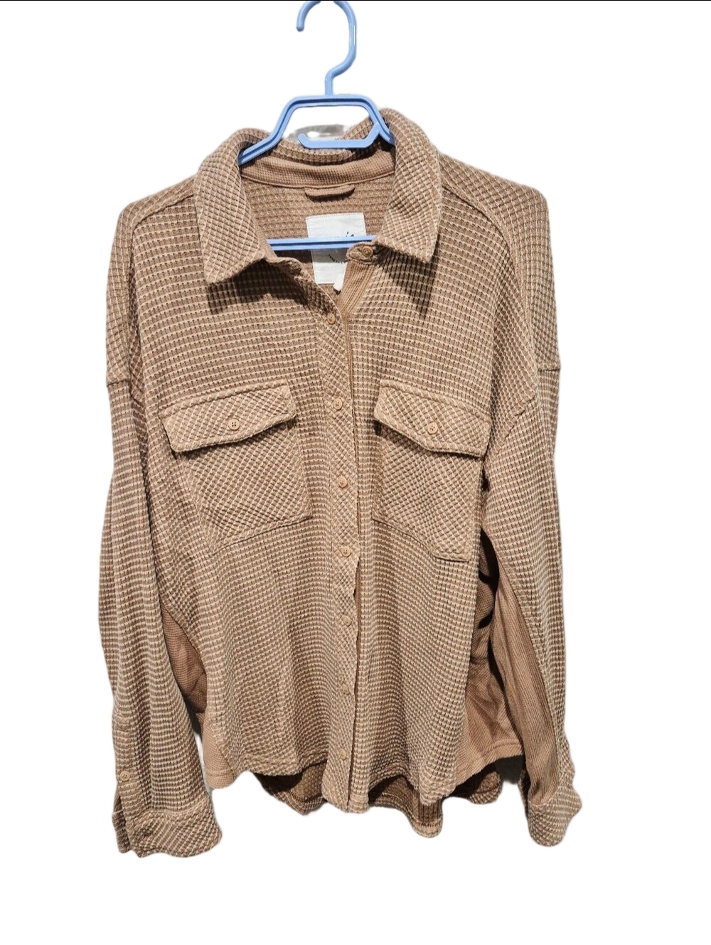 Aerie Lumber Jane Waffle Knit Oversized Shirt Jacket / Shacket